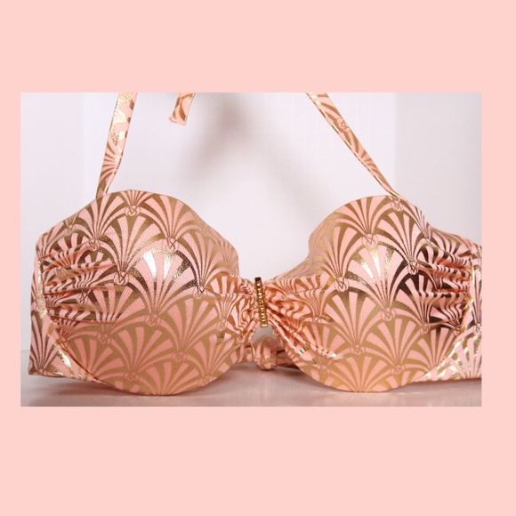 Victoria's Secret Other - Victoria's Secret Metallic Gold & Pink Swim Top